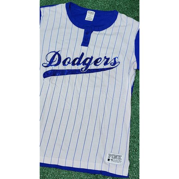 MLB & Pink Victoria's secret blue sequence Los Angeles Dodgers shirt size Small - Picture 4 of 5